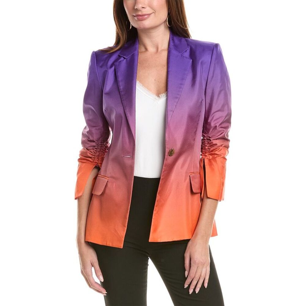 Oscar De La Renta Womens  Ombre Twill Silk Jacket, Purple